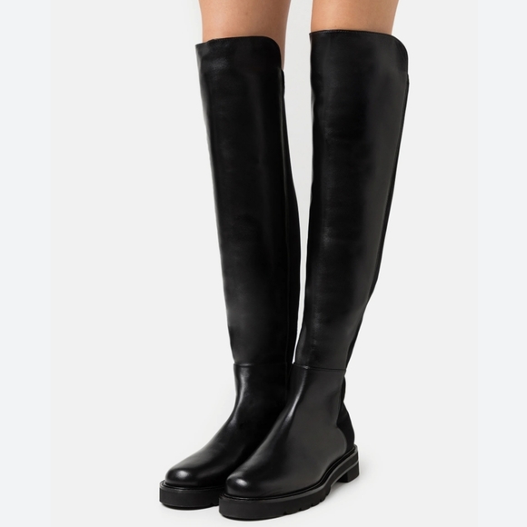 NWT$850 Stuart Weitzman 50/50 Lift Black Leather Stretch Over-The-Knee Boots 6.5 - Picture 16 of 16